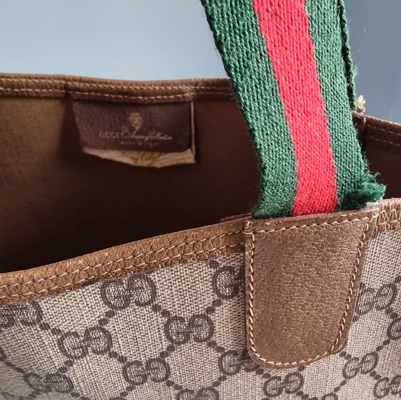 GUCCI WEB TOTE (MINOR HANDLE FRAY & CORNER ABRASION) - Picture 9 of 16